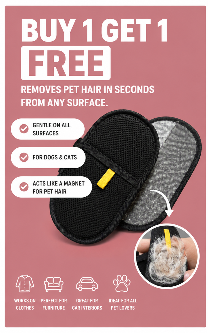 Pet Hair Removal Tool Reusable Static Removal Gloves Double-Sided Grooming Gloves for Pets Removes Pet Fur Hair for Carpets